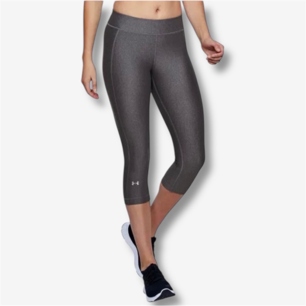 Under Armour Womens HeatGear Capri Leggings Charcoal Gray Compression Size Small